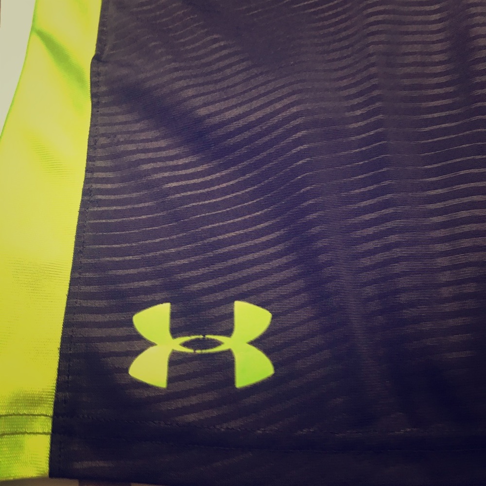 Navy and Lime Green UnderArmour shorts